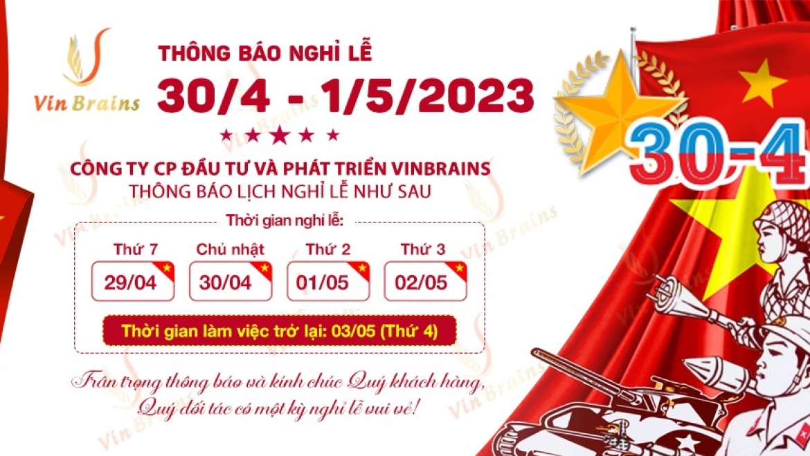 Mẫu banner thông báo nghỉ lễ 30 tháng 4 T001