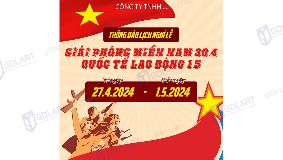 Mẫu banner thông báo nghỉ lễ 30 tháng 4 T004