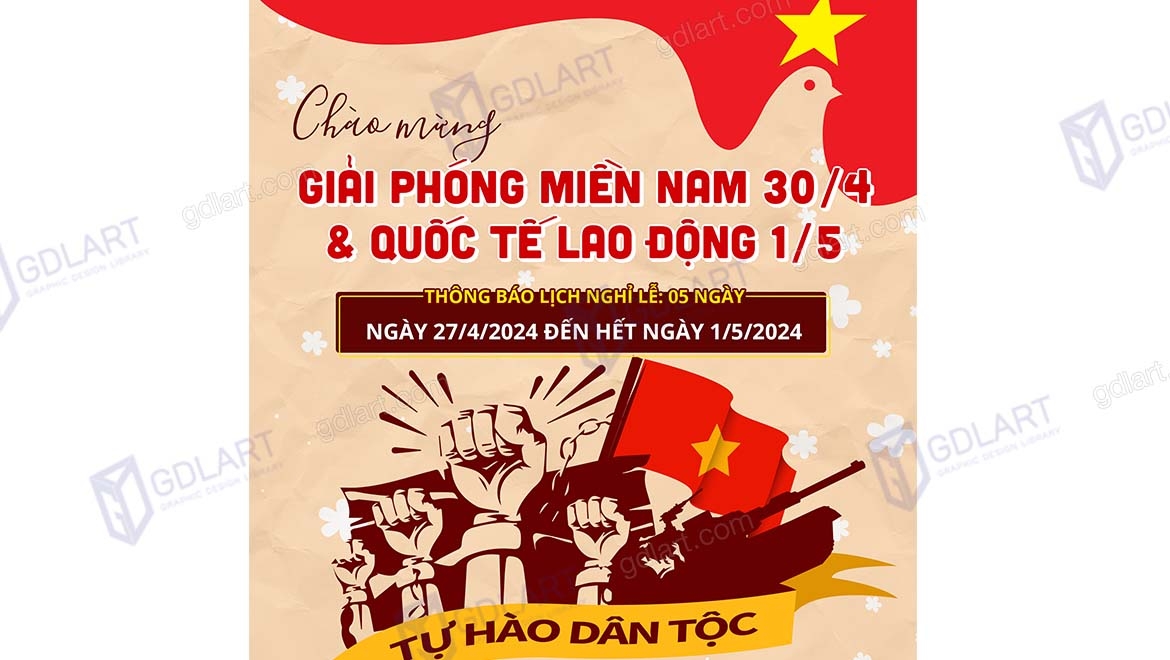 Mẫu banner thông báo nghỉ lễ 30 tháng 4 T005