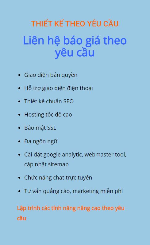 BÁO GIÁ THIẾT KẾ WEBSITE